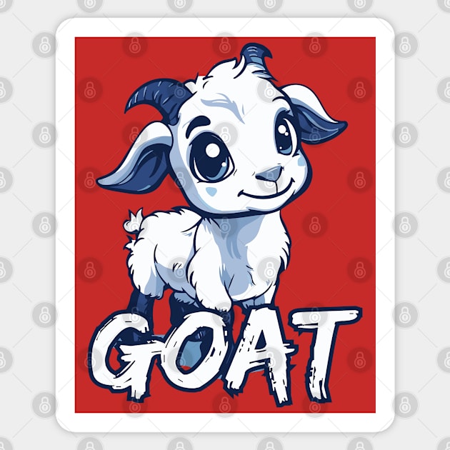 Cute Baby Goat - Retro Cartoon Style Sticker by TuncGK